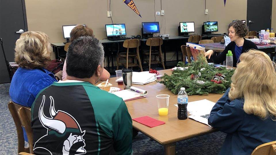 Teachers at Miami Junior High meet