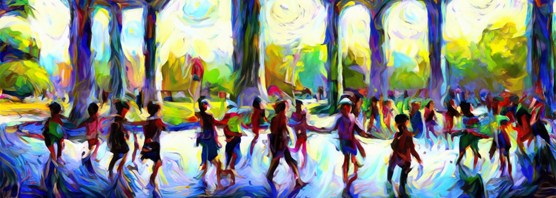 
		Impressionist looking image of people dancing		